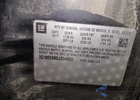 2018 Chevrolet Cruze Lt Auto from USA, damaged, VIN 3G1BE6SMXJS544392